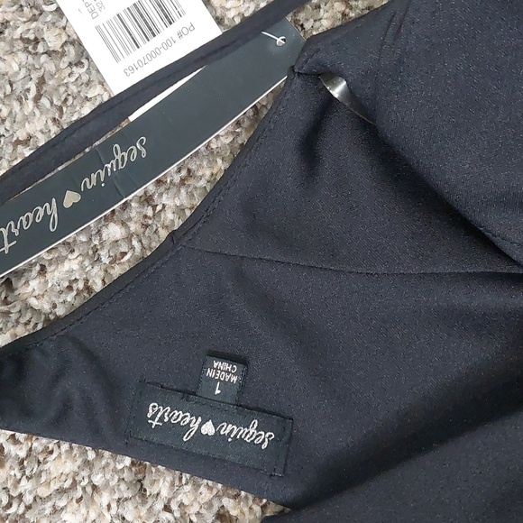 NWT Sequin Hearts Womens Juniors Short Black Formal Dress Lace Cut Out Size 1 - Picture 8 of 10